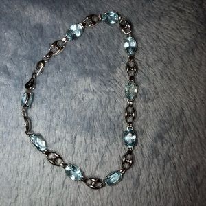 White gold & Aquamarine bracelet 7”